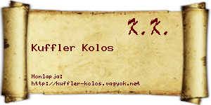Kuffler Kolos névjegykártya